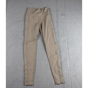 Alo Yoga Legging Xs Tan Block Mesh Stripe Side Detail High Waist